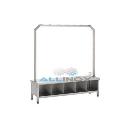 BANCUTA INOX CU SUPORT AGATARE SI COMPARTIMENT INCALTAMINTE - COD 10106