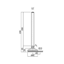 PICIOR REGLABIL INOX CU TALPA DIN CAUCIUC VULCANIZATA 24824F, D60, filet M16X200