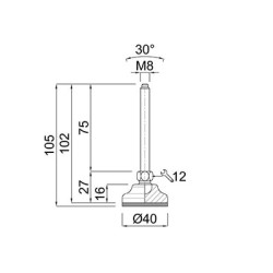 PICIOR REGLABIL TALPA ANTIALUNECARE 10005, D40, filet M8X75