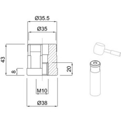 DOP ROTUND POLIAMIDA D38, FILET INOX M10 - COD 17004