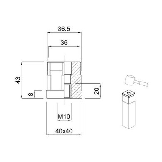 DOP PATRAT POLIAMIDA, FILET INOX M10 - COD 17048