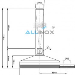 Picior reglabil inox talpa cauciuc vulcanizata, D80 filet M20 - 25048F  